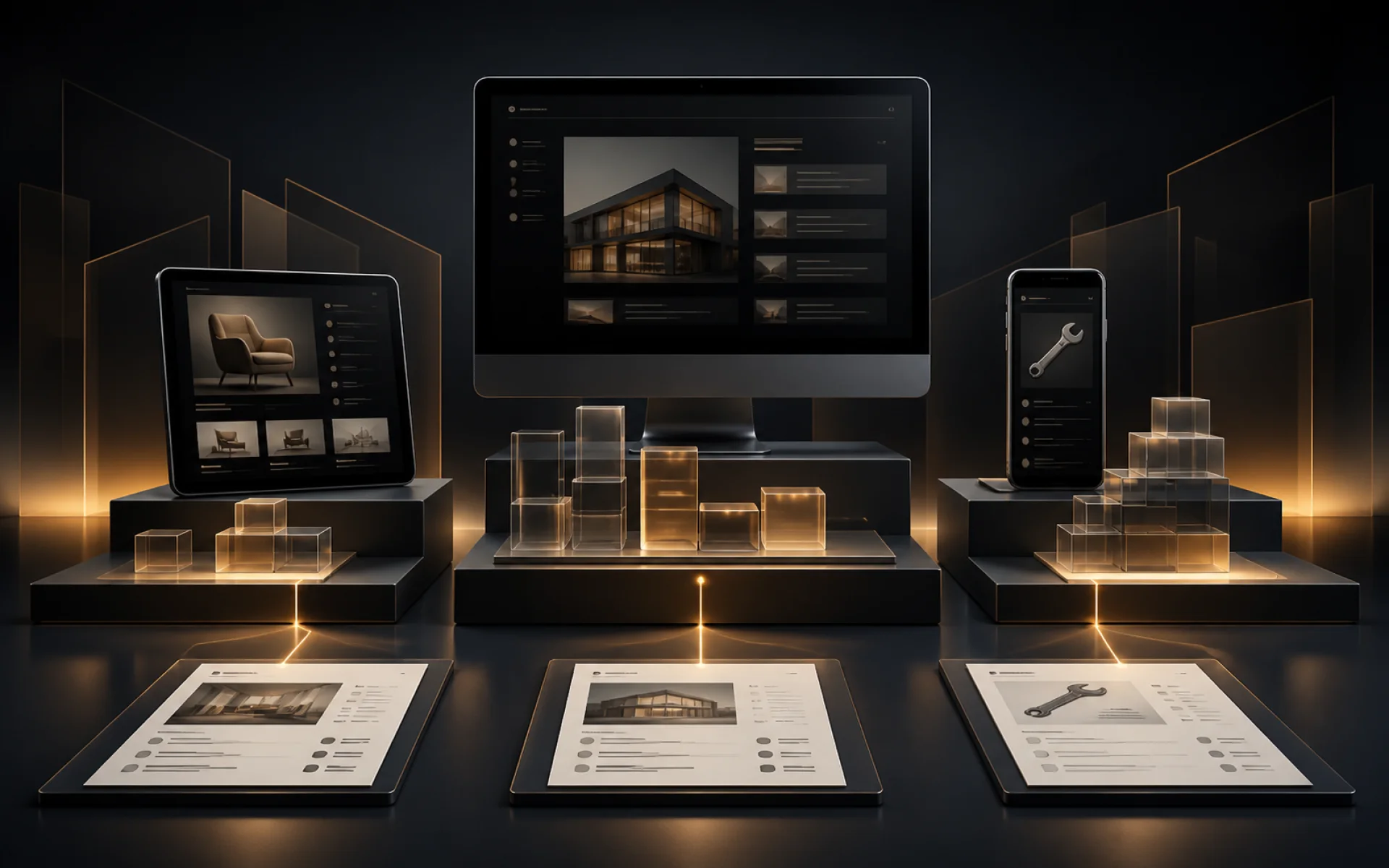 Configurație vizuală pentru servicii de website, ecommerce și mentenanță