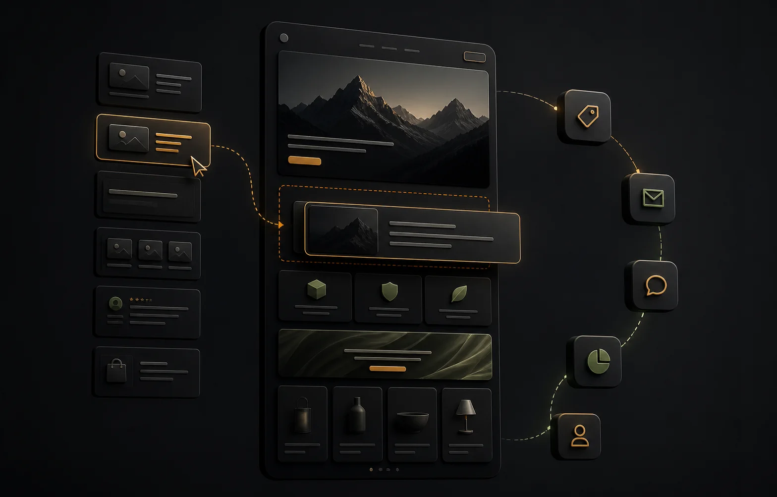 Compoziție modulară de secțiuni pentru o temă Shopify