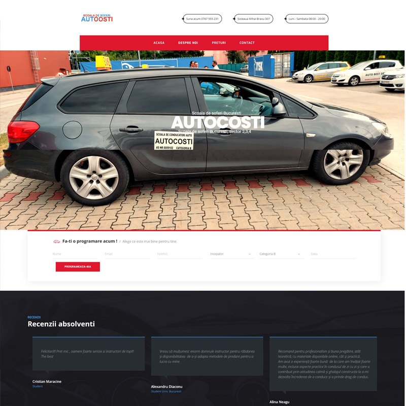 Site de prezentare AutoCosti dezvoltat de DARKDEV
