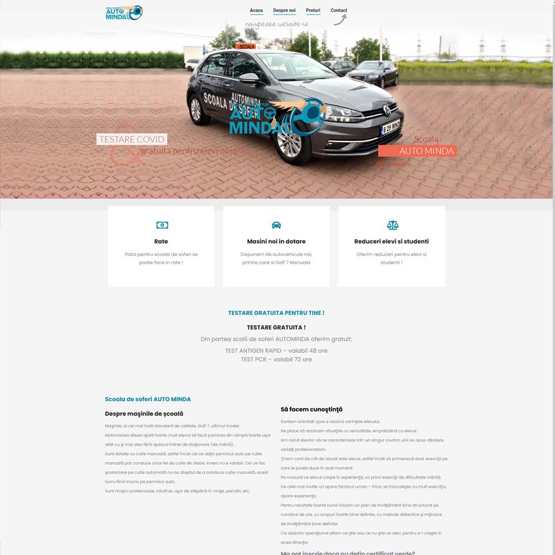 Site de prezentare AutoMinda dezvoltat de DARKDEV