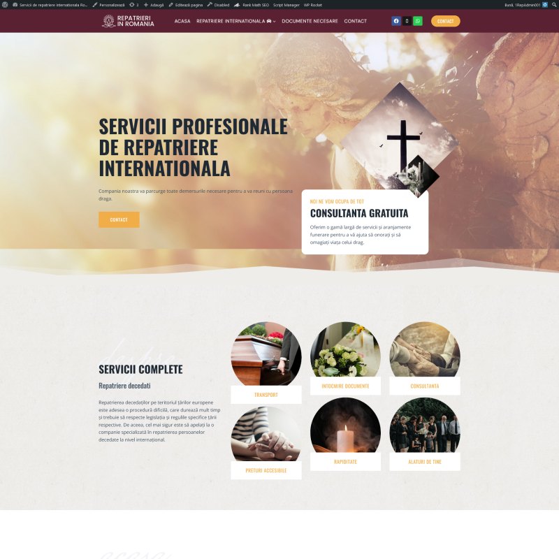 Site de prezentare Repatrieri în România dezvoltat de DARKDEV