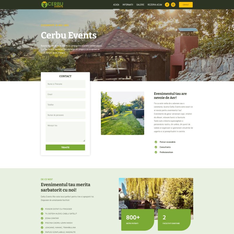 Site de prezentare Cerbu Events dezvoltat de DARKDEV