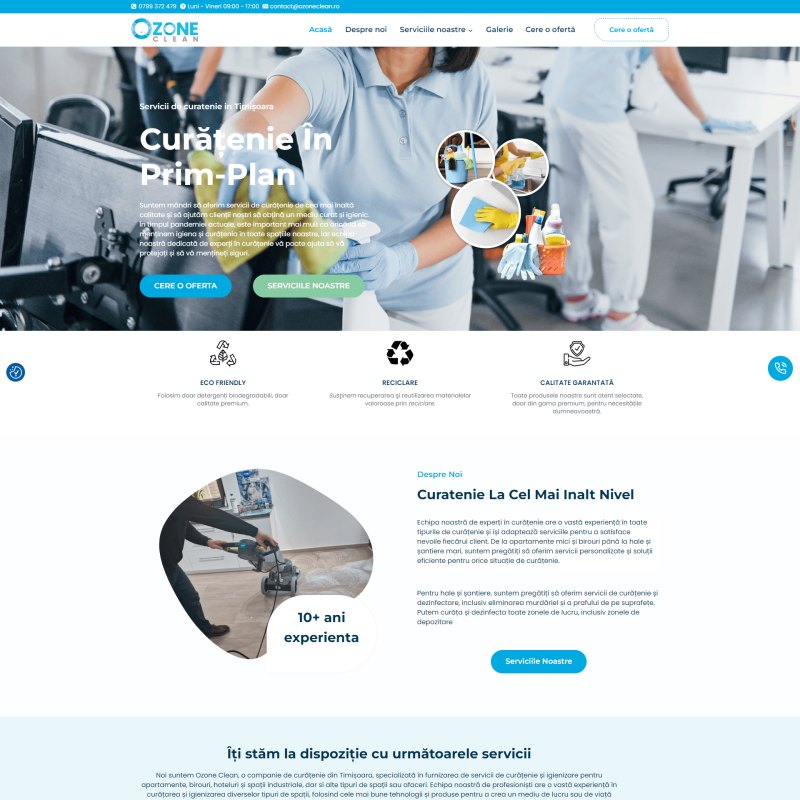 Site de prezentare Ozone Clean dezvoltat de DARKDEV