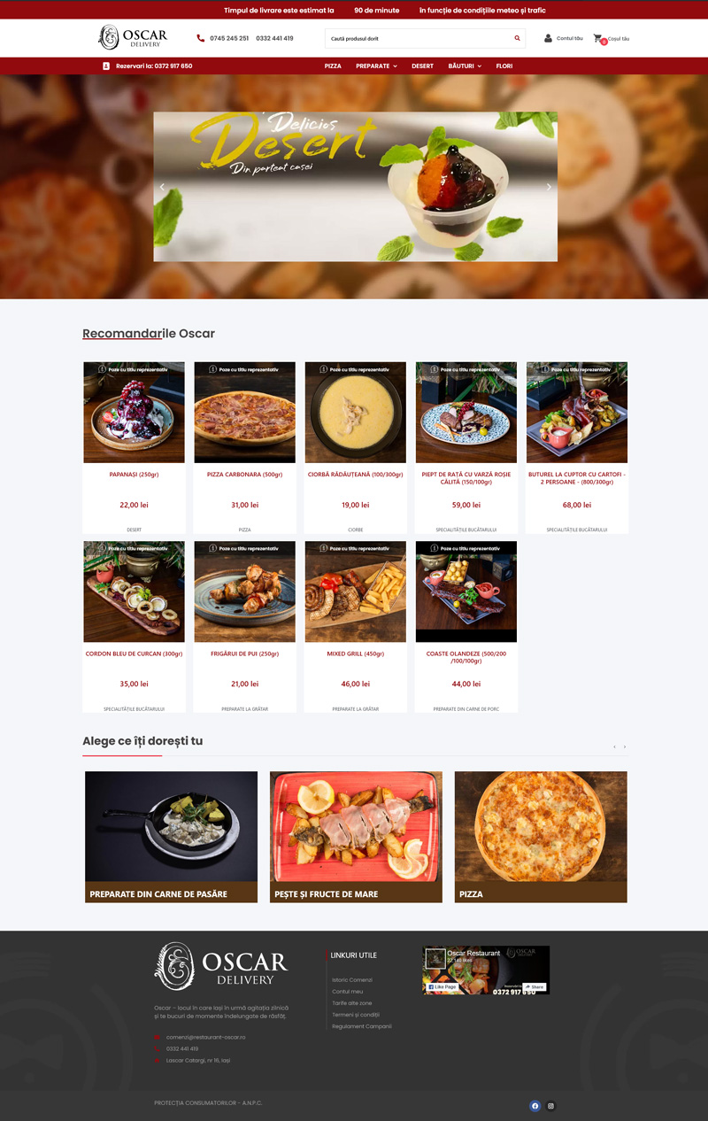 Magazin online Restaurant Oscar dezvoltat de DARKDEV