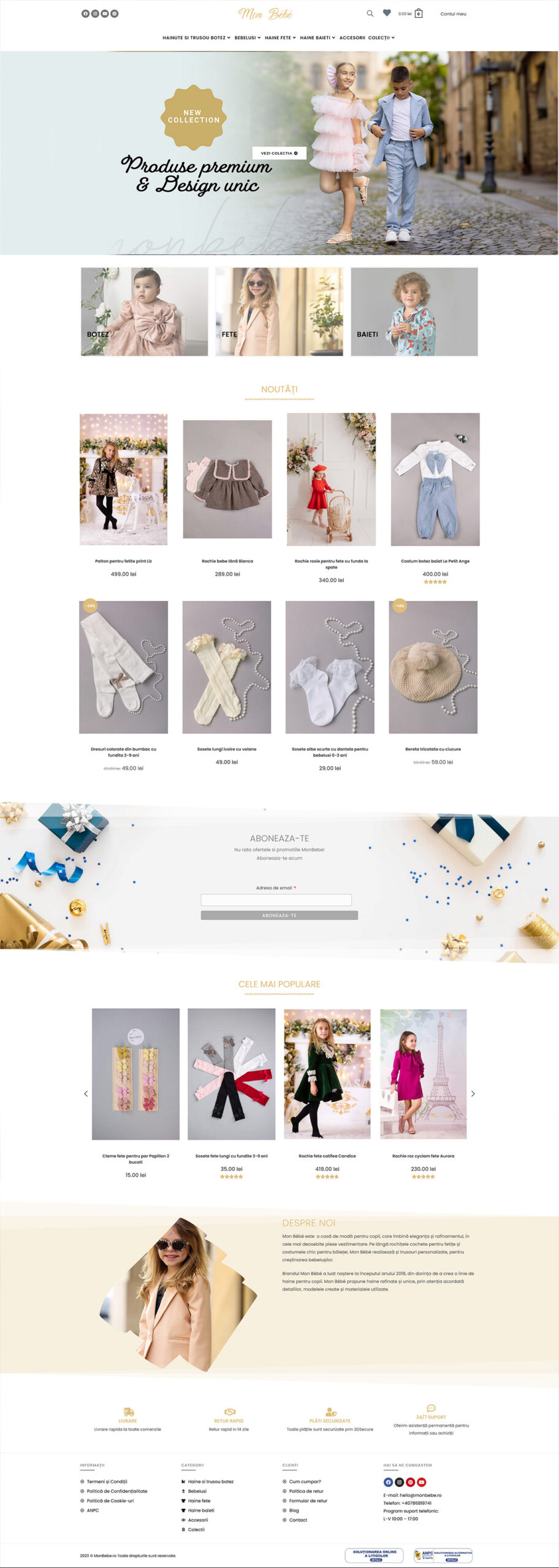 Magazin online Mon Bebe dezvoltat de DARKDEV