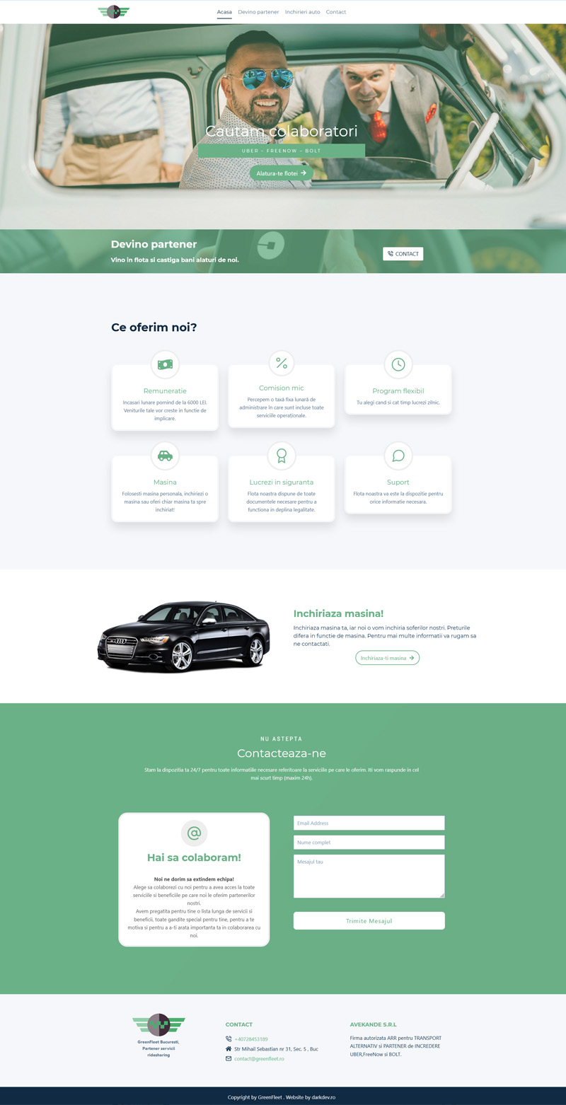 Site de prezentare GreenFleet dezvoltat de DARKDEV