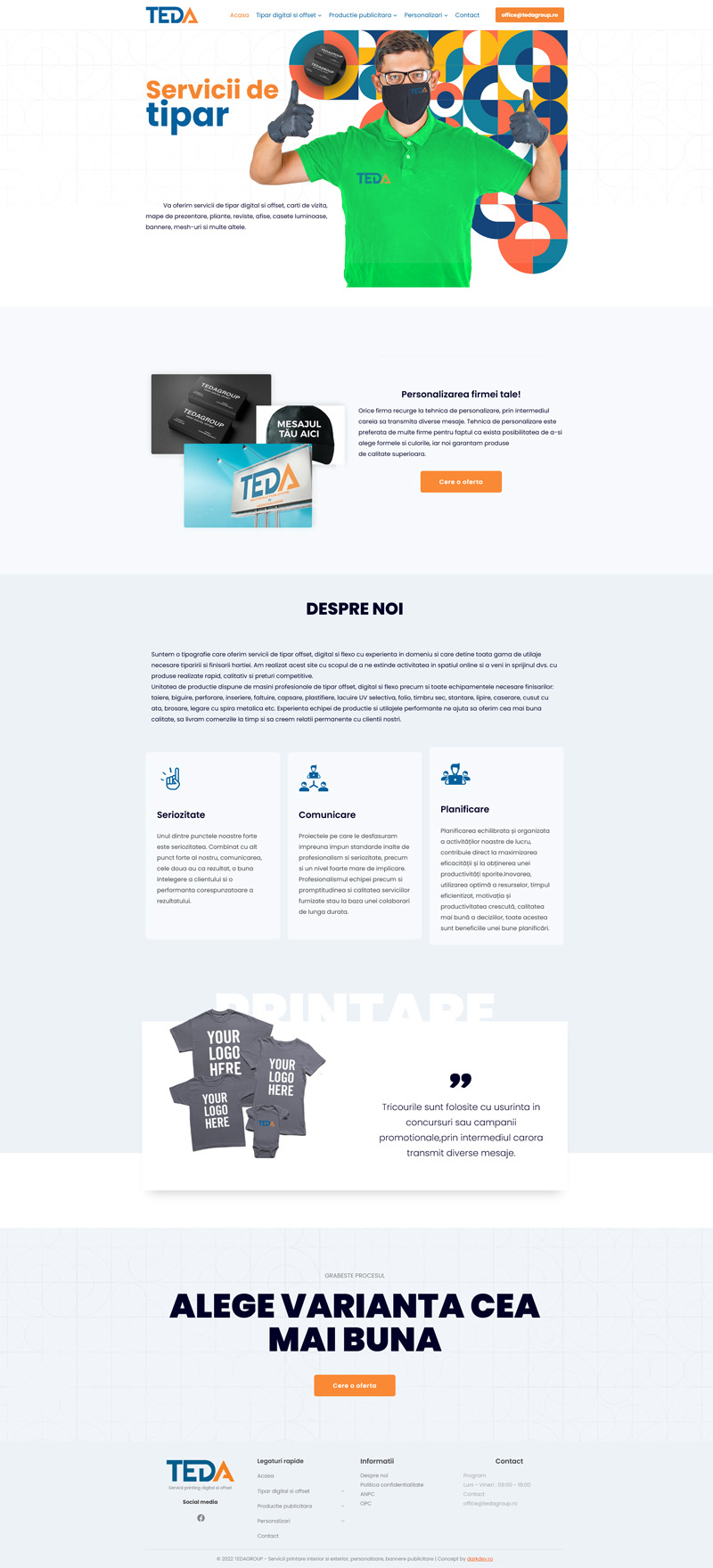 Site de prezentare Teda Group dezvoltat de DARKDEV