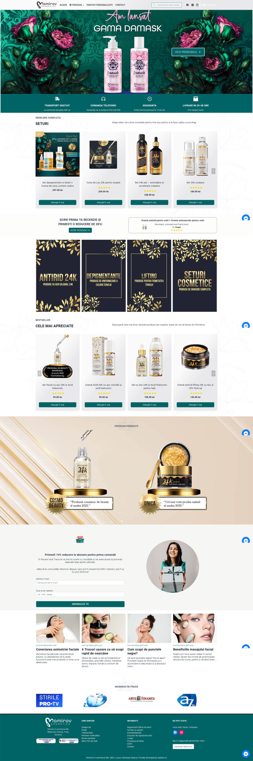 Magazin online Website cosmetice dezvoltat de DARKDEV