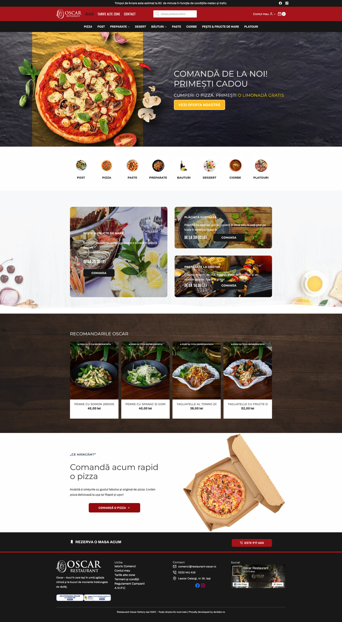 Site de prezentare Website restaurant dezvoltat de DARKDEV