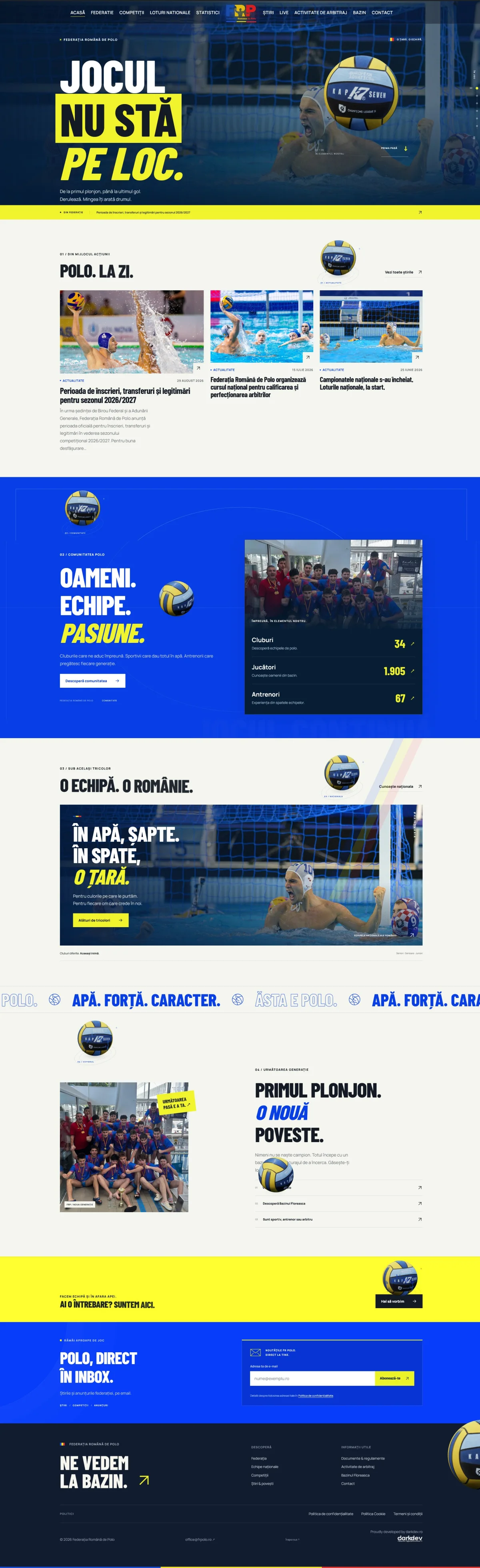 Website Federația Română de Polo realizat de DARKDEV