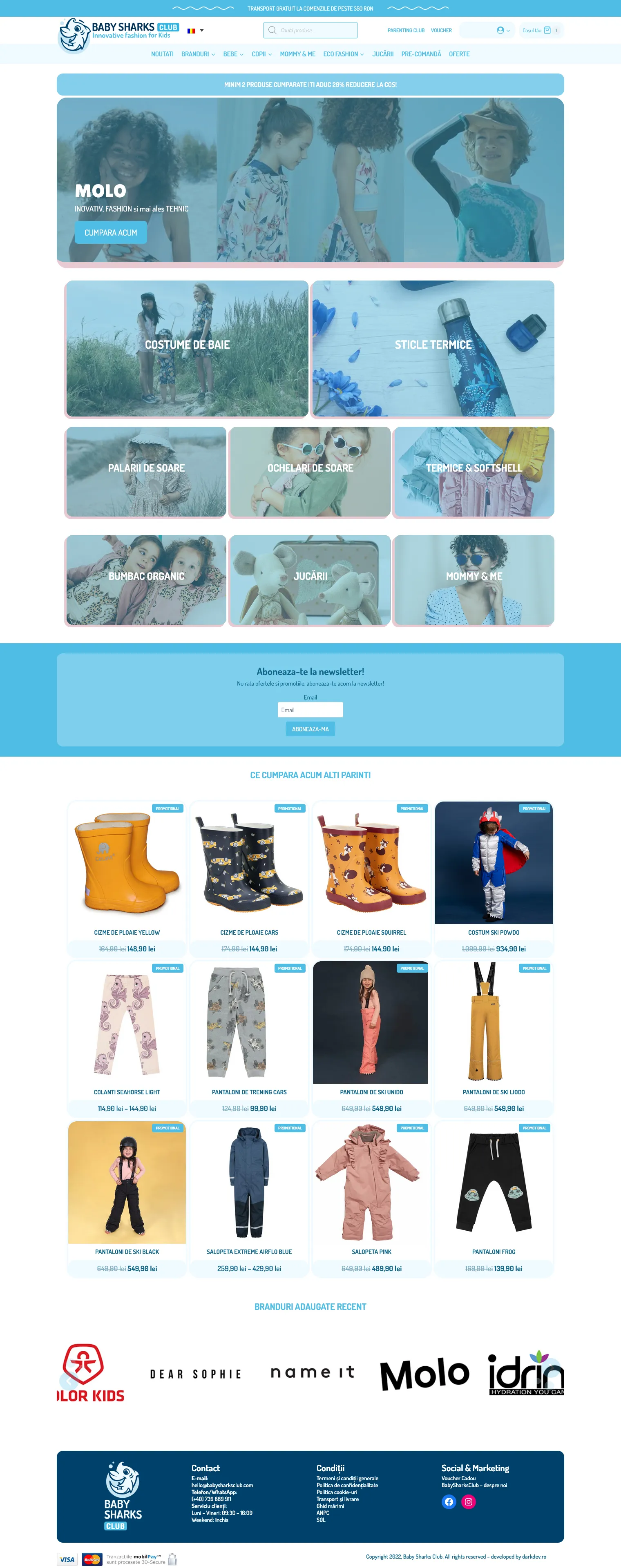 Magazin online Baby Sharks Club dezvoltat de DARKDEV