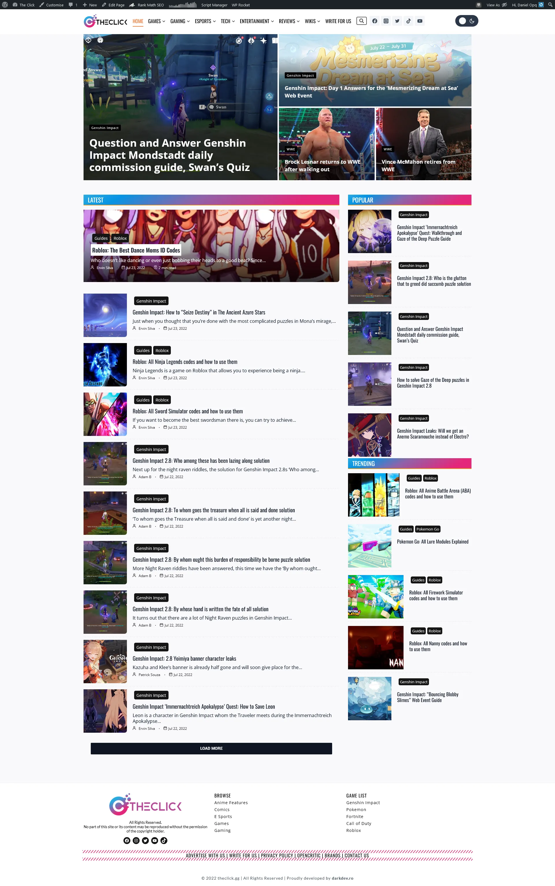Optimizare SEO și blog TheClick.gg dezvoltat de DARKDEV