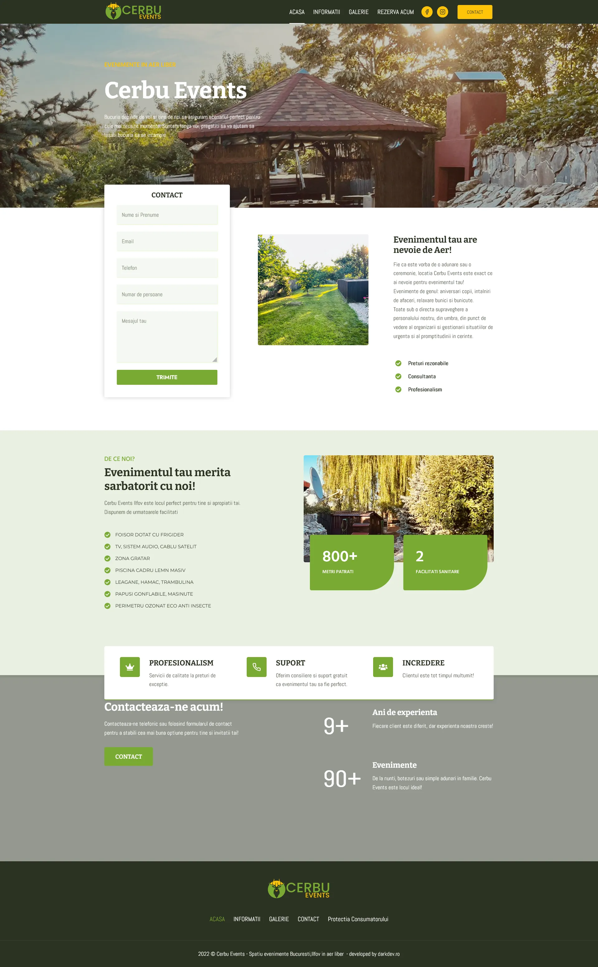 Site de prezentare Cerbu Events dezvoltat de DARKDEV