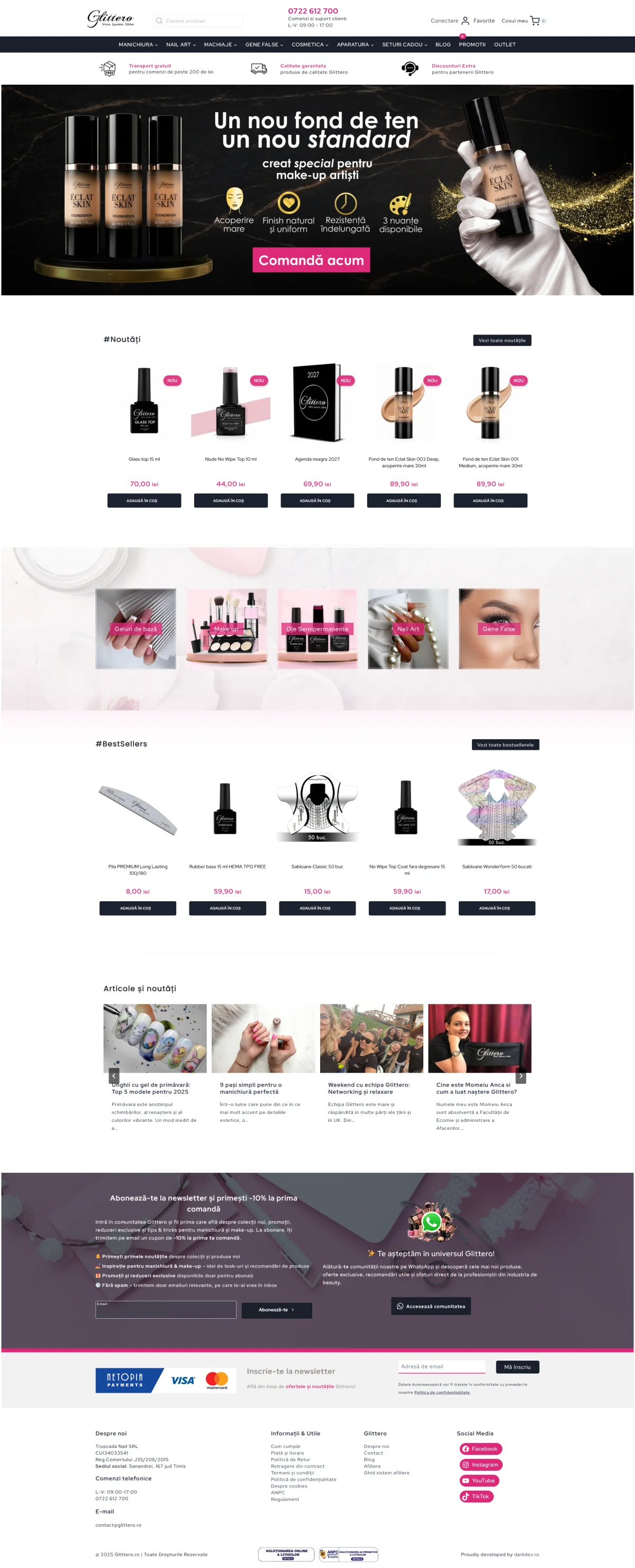Magazin online Glittero pentru manichiură și produse beauty