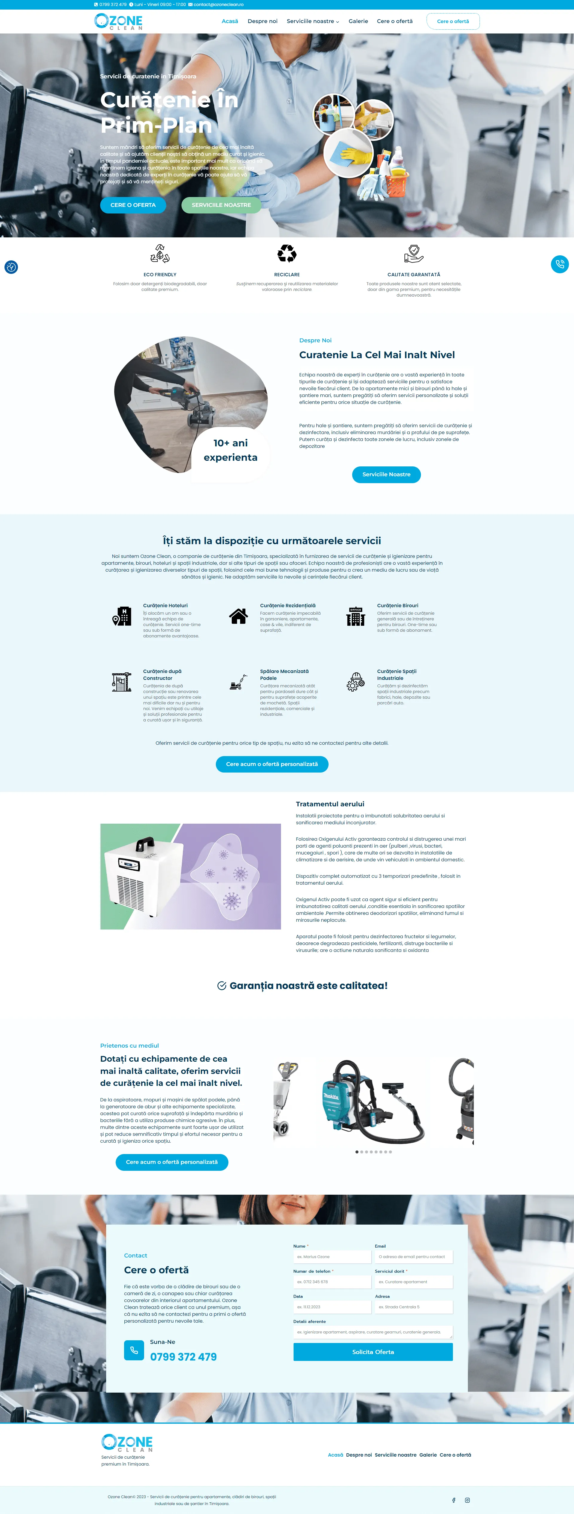 Site de prezentare Ozone Clean dezvoltat de DARKDEV