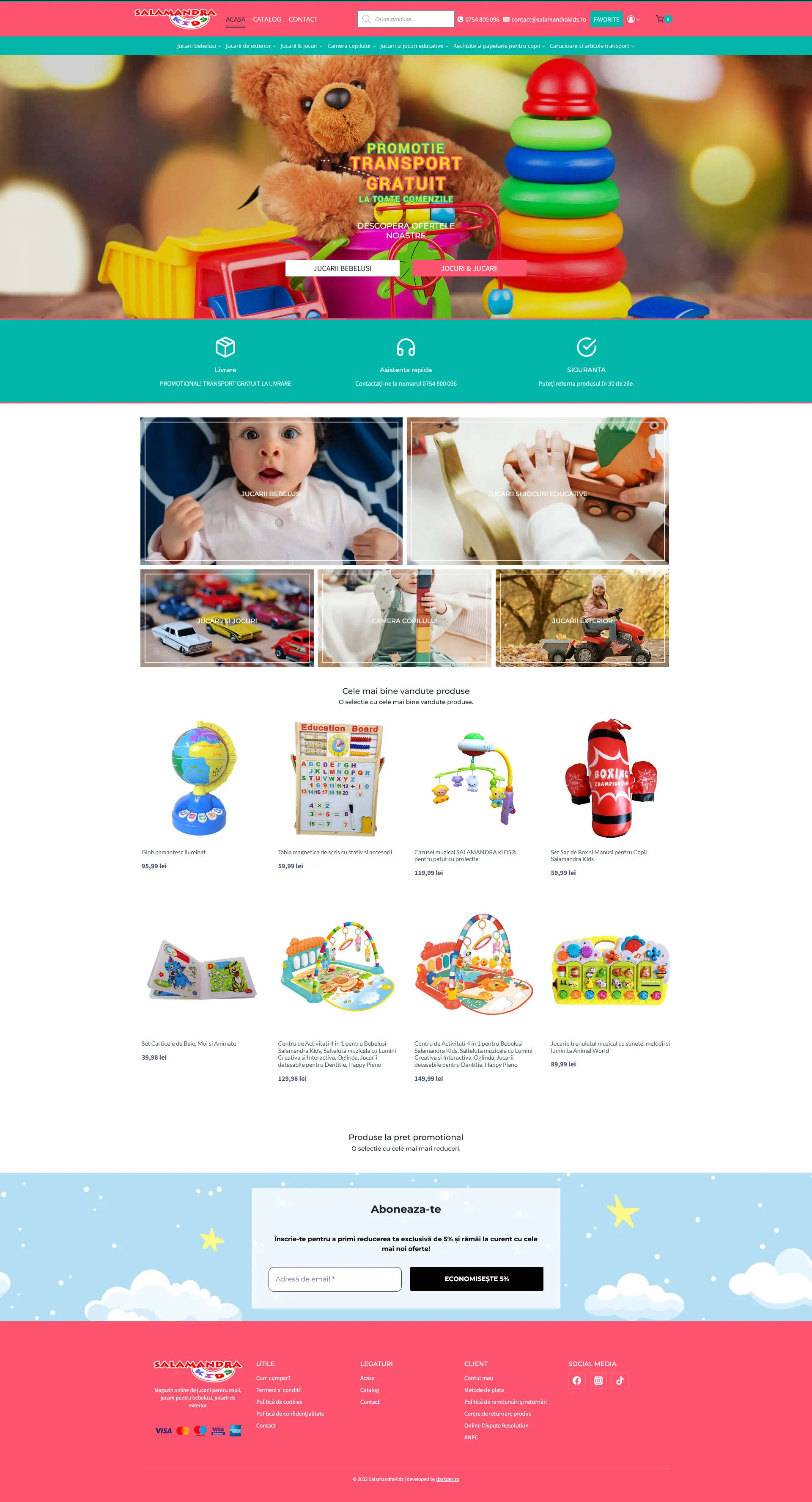 Magazin online Salamandra Kids dezvoltat de DARKDEV