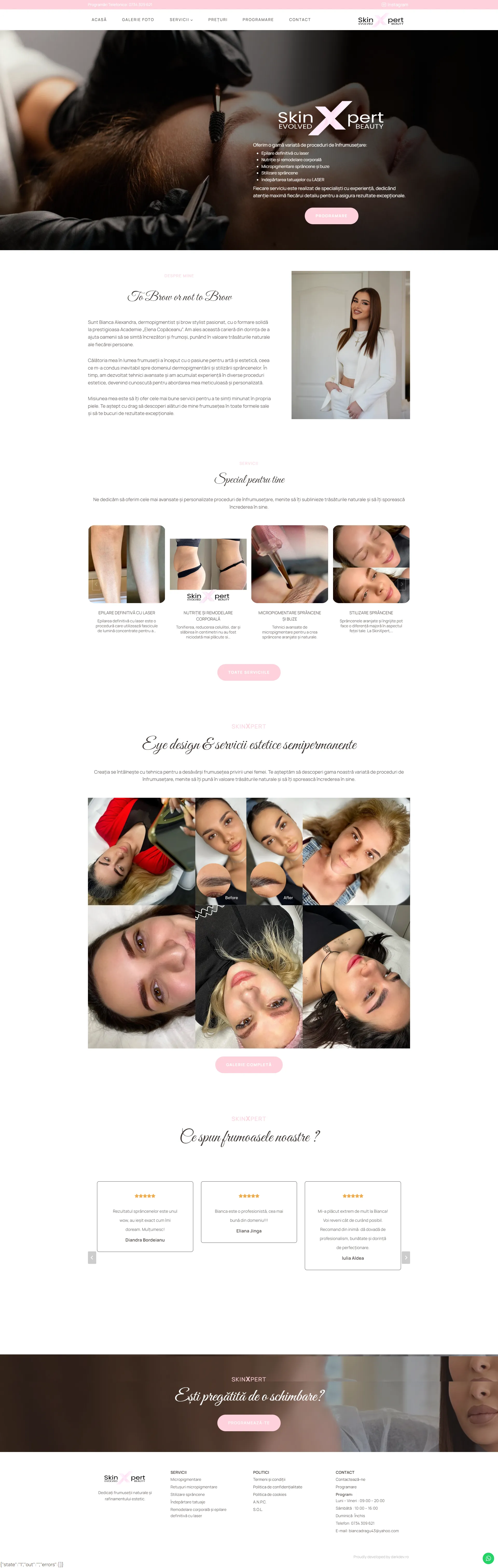 Site de prezentare SkinXpert dezvoltat de DARKDEV