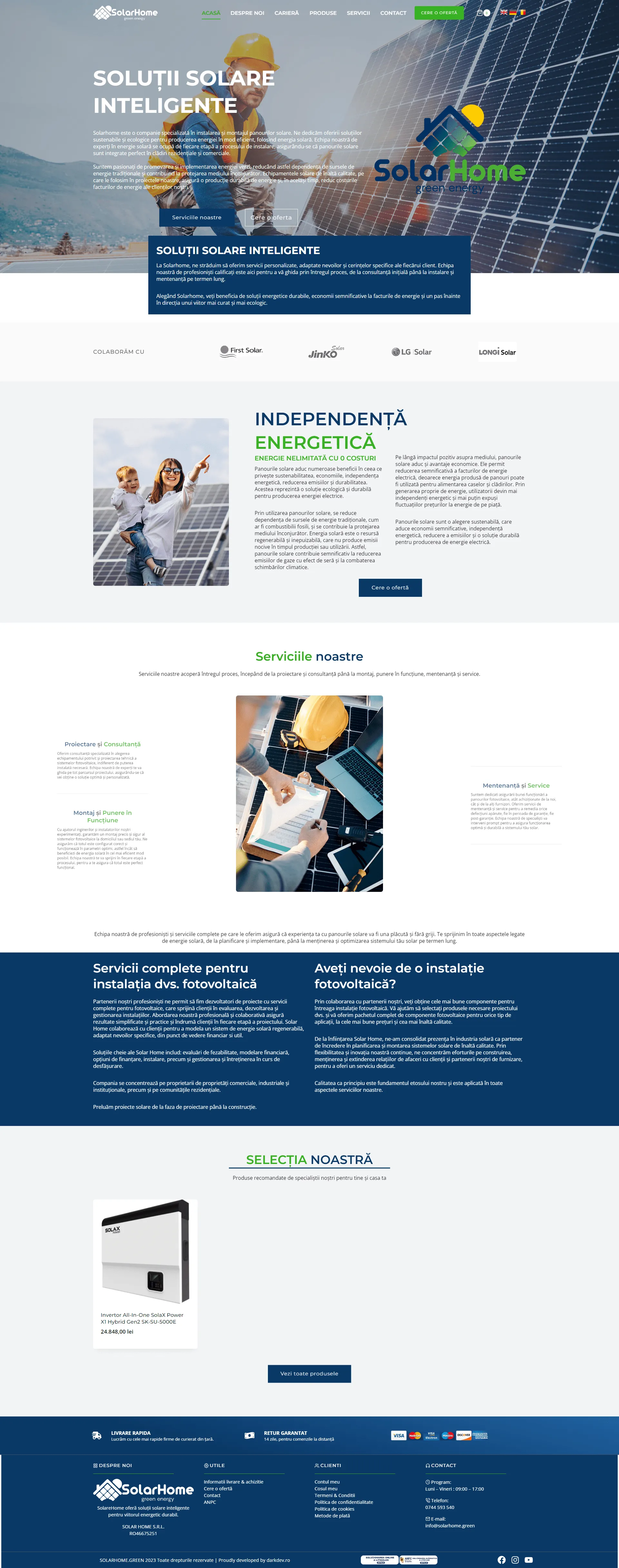 Magazin online Solar Home dezvoltat de DARKDEV
