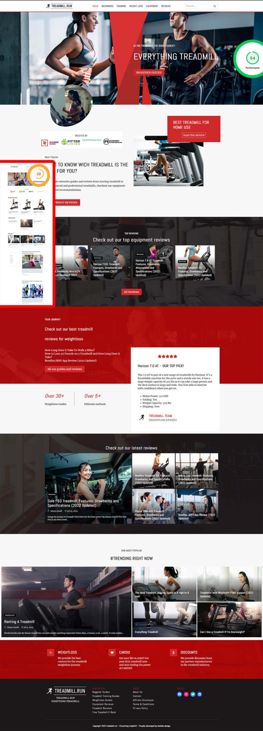 Optimizare SEO și blog Treadmill.run dezvoltat de DARKDEV